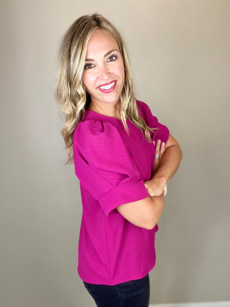 Tuck And Go Sleeve Top- Magenta