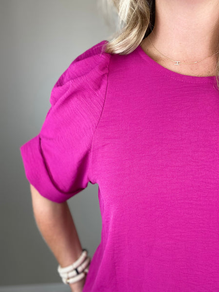 Tuck And Go Sleeve Top- Magenta