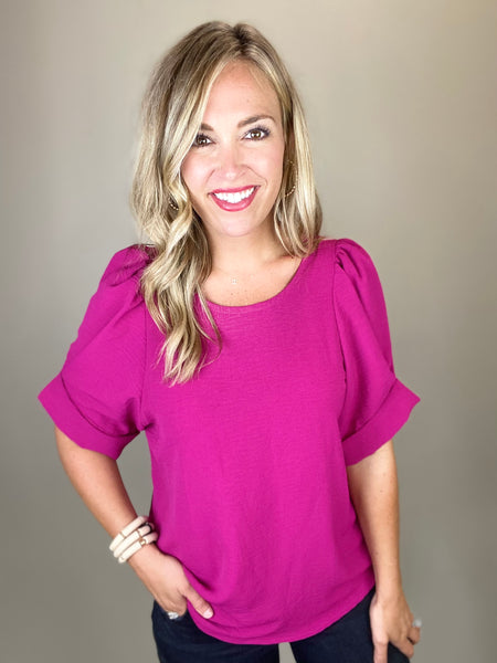 Tuck And Go Sleeve Top- Magenta