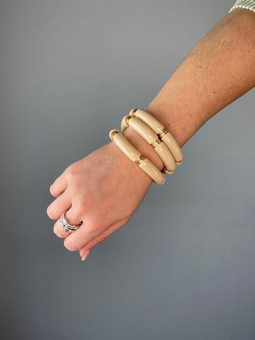 Beige And Gold Enamel Bracelet