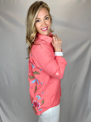 Simone Sunkissed Coral Shirt