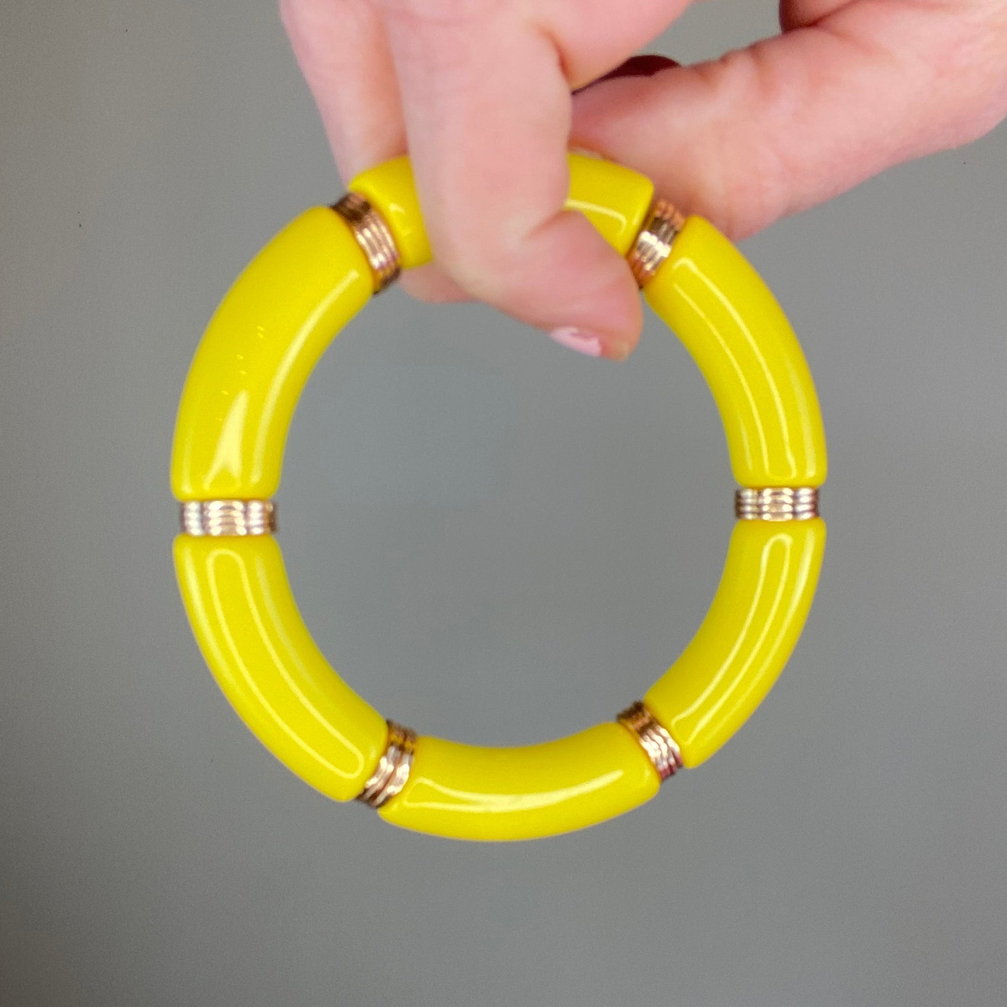 Yellow Acrylic Stretch Bracelet